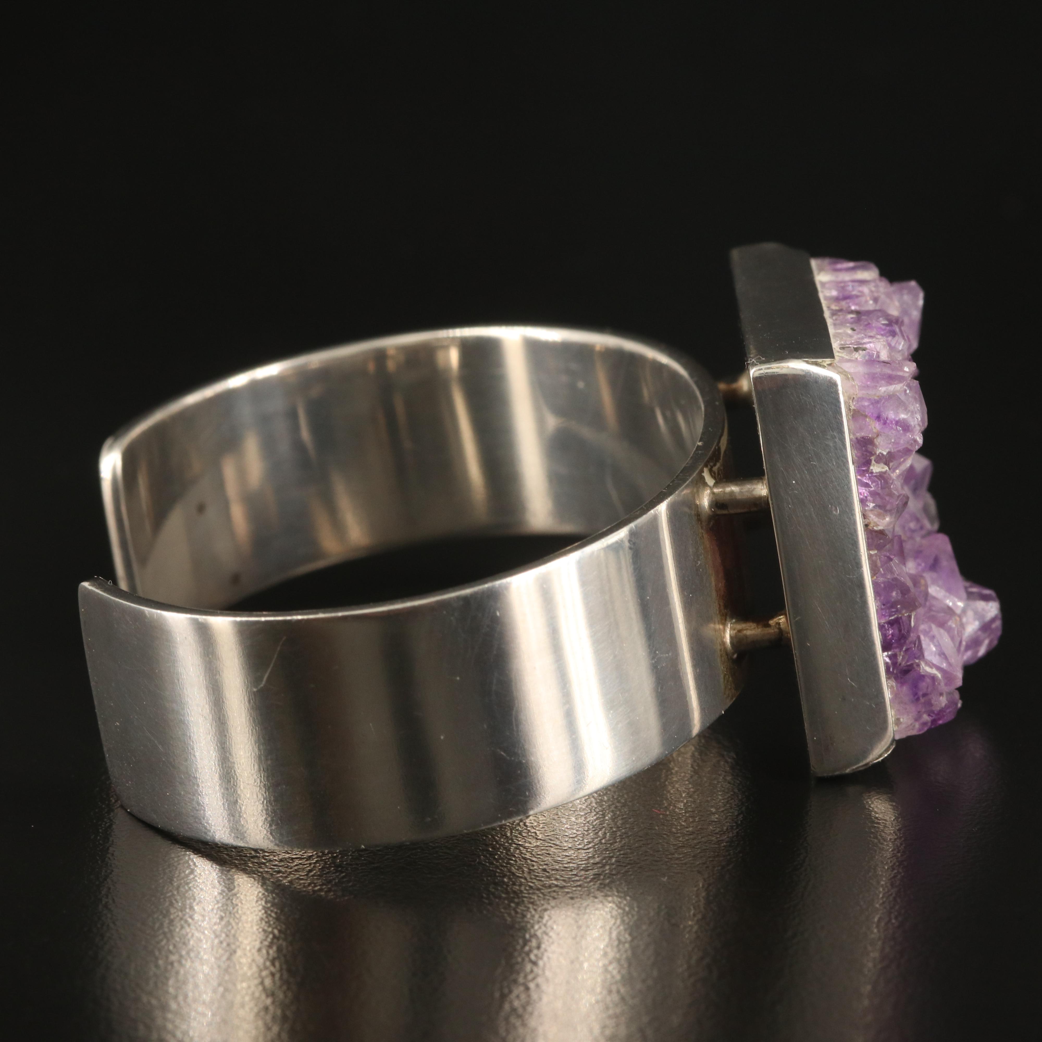 Bent Knudsen Modern Sterling Amethyst Cuff