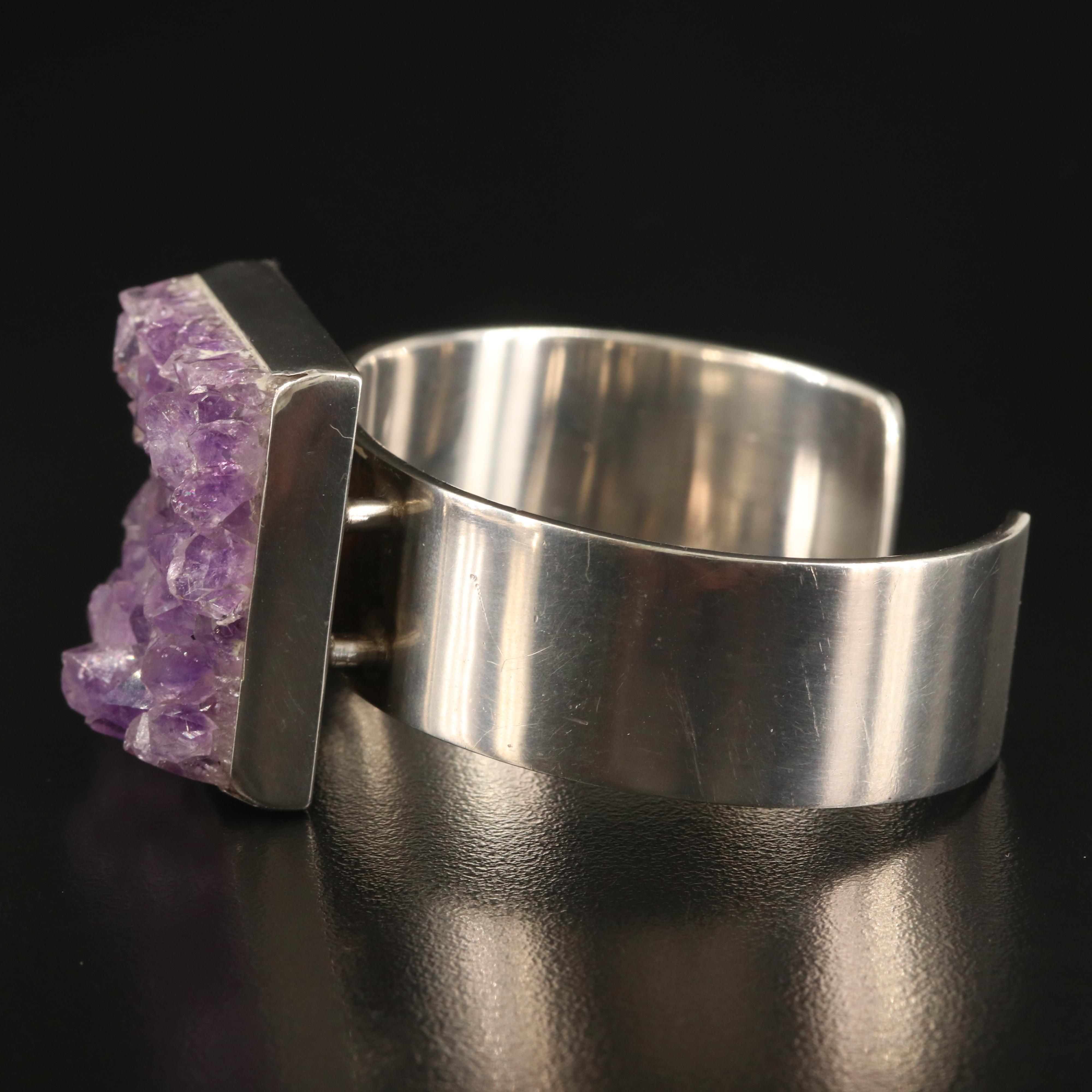 Bent Knudsen Modern Sterling Amethyst Cuff