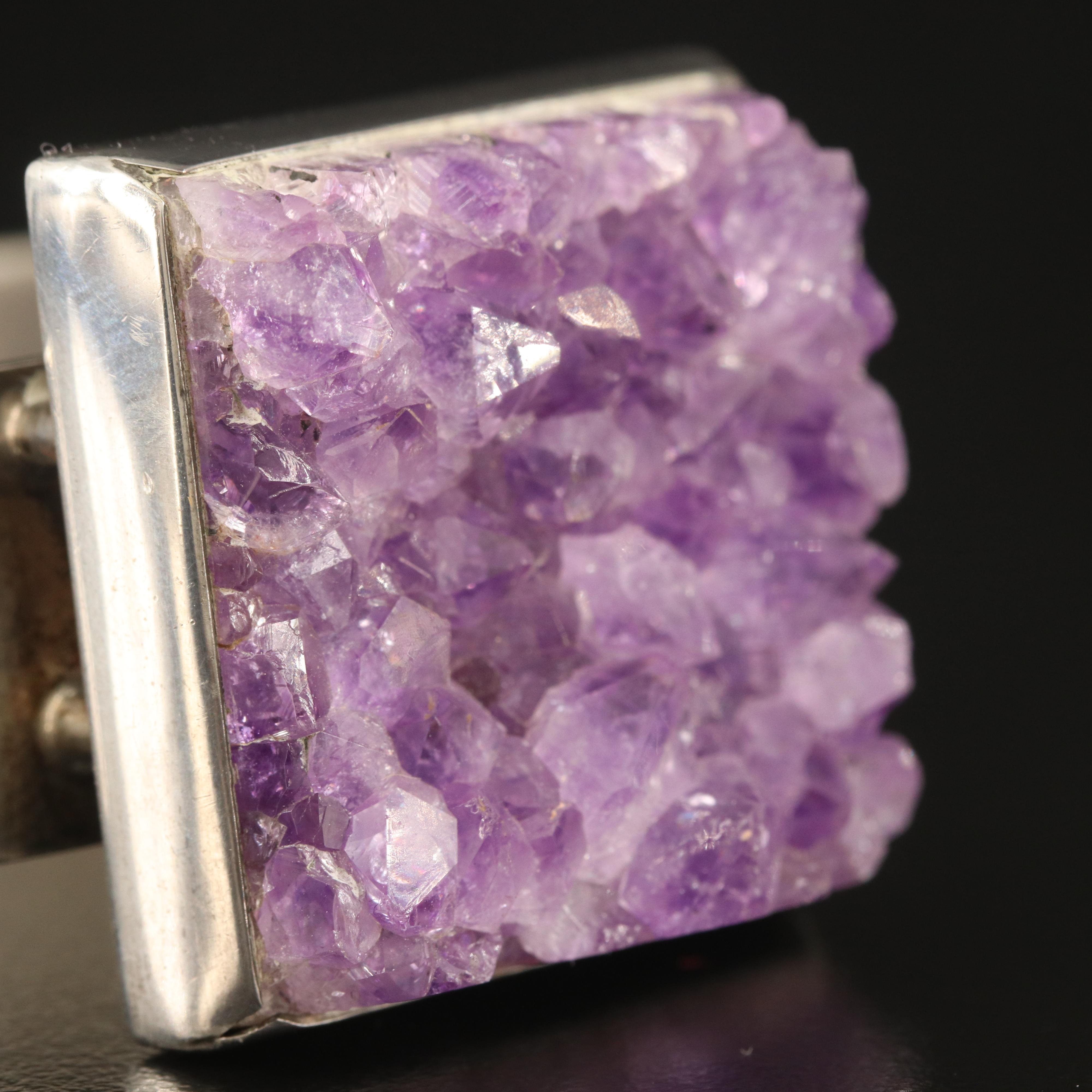 Bent Knudsen Modern Sterling Amethyst Cuff