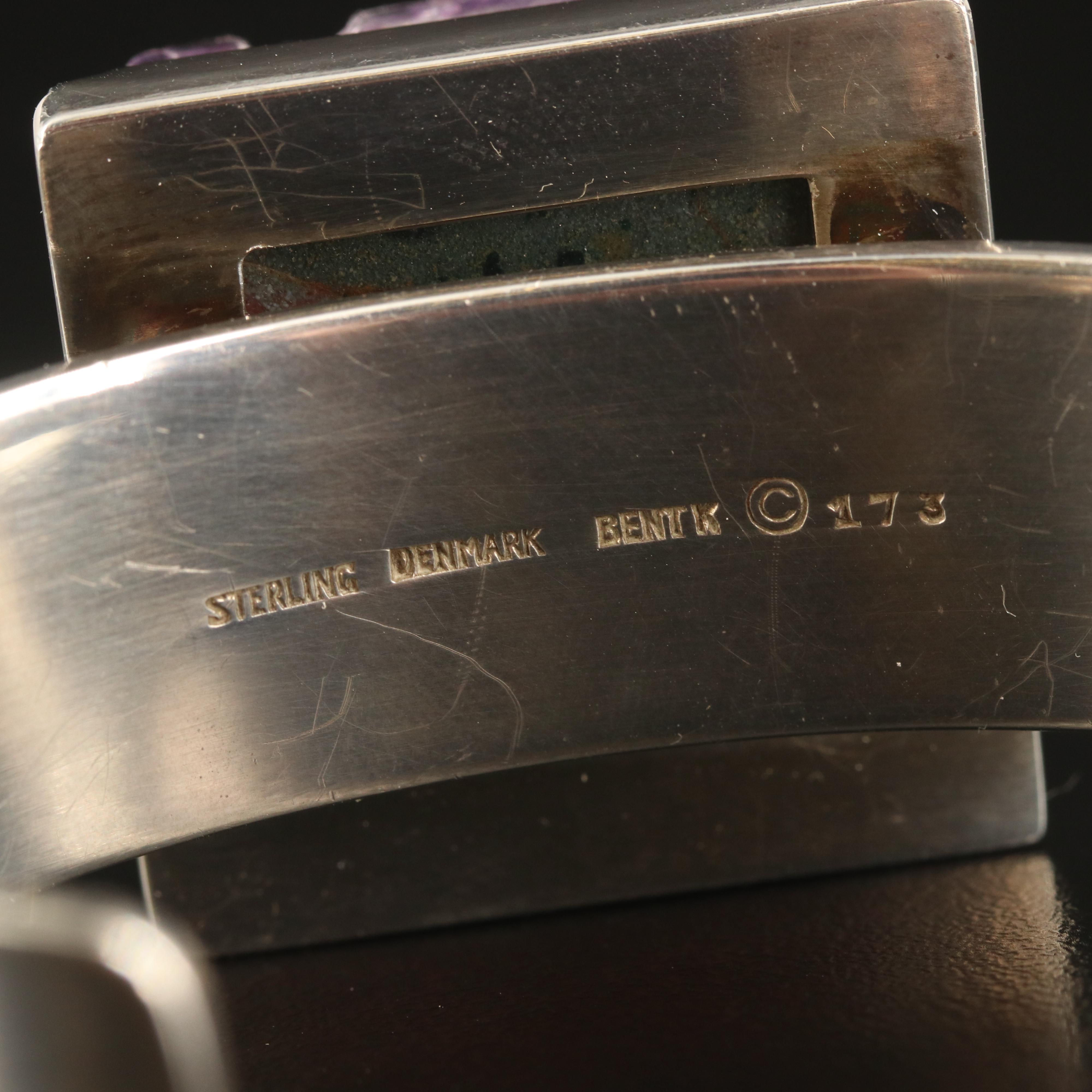 Bent Knudsen Modern Sterling Amethyst Cuff