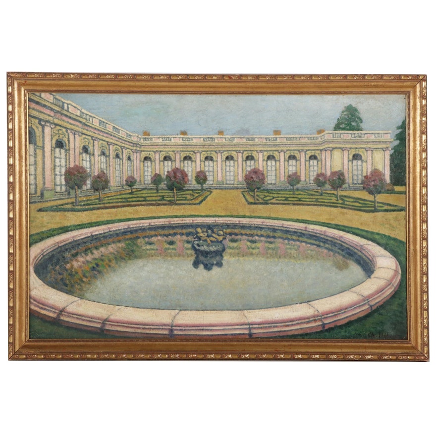 Charles Hébert Oil Painting "Le Grand Trianon," Early 20th Century