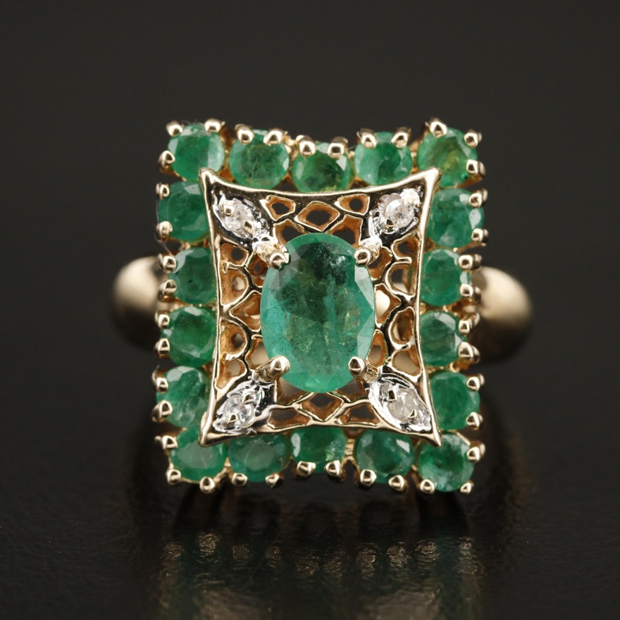 14K Emerald and Diamond Ring