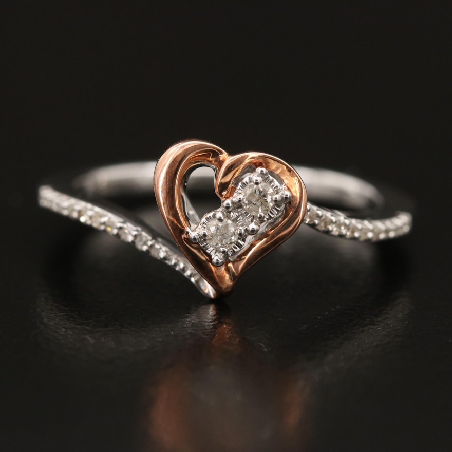 Sterling Diamond Heart Ring