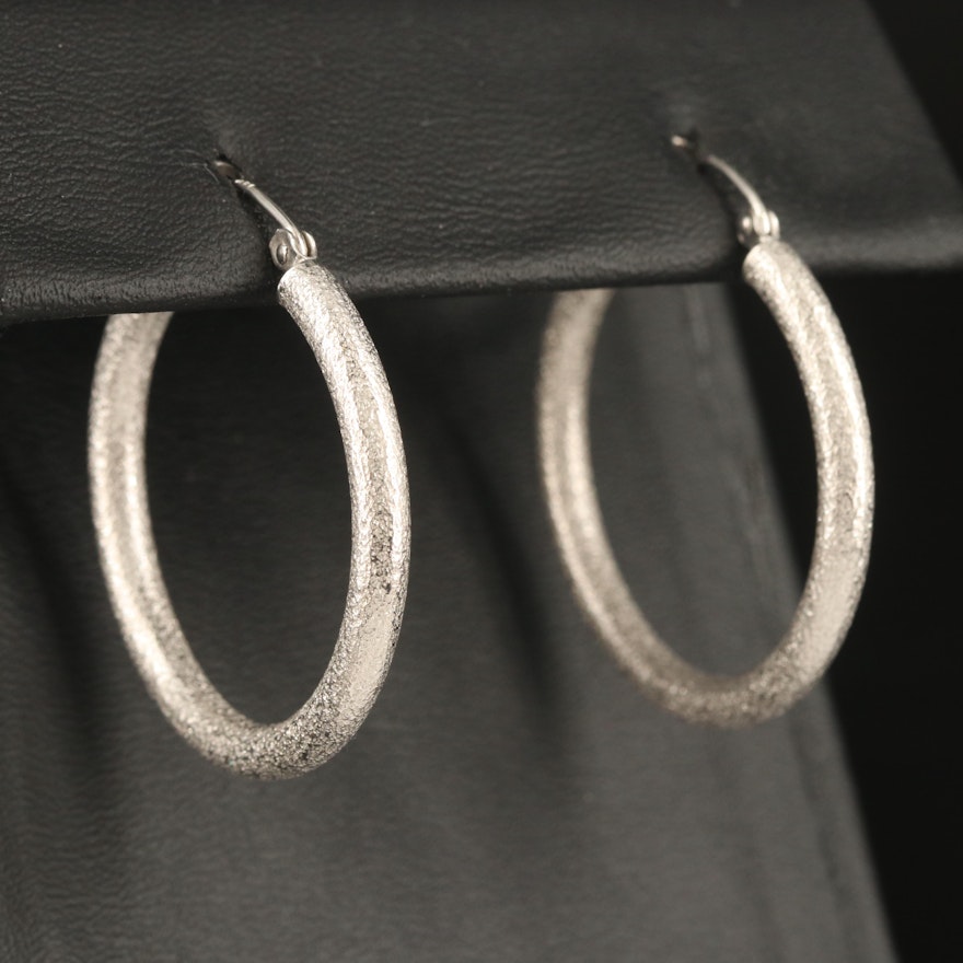 14K Textured Hoop Earrings