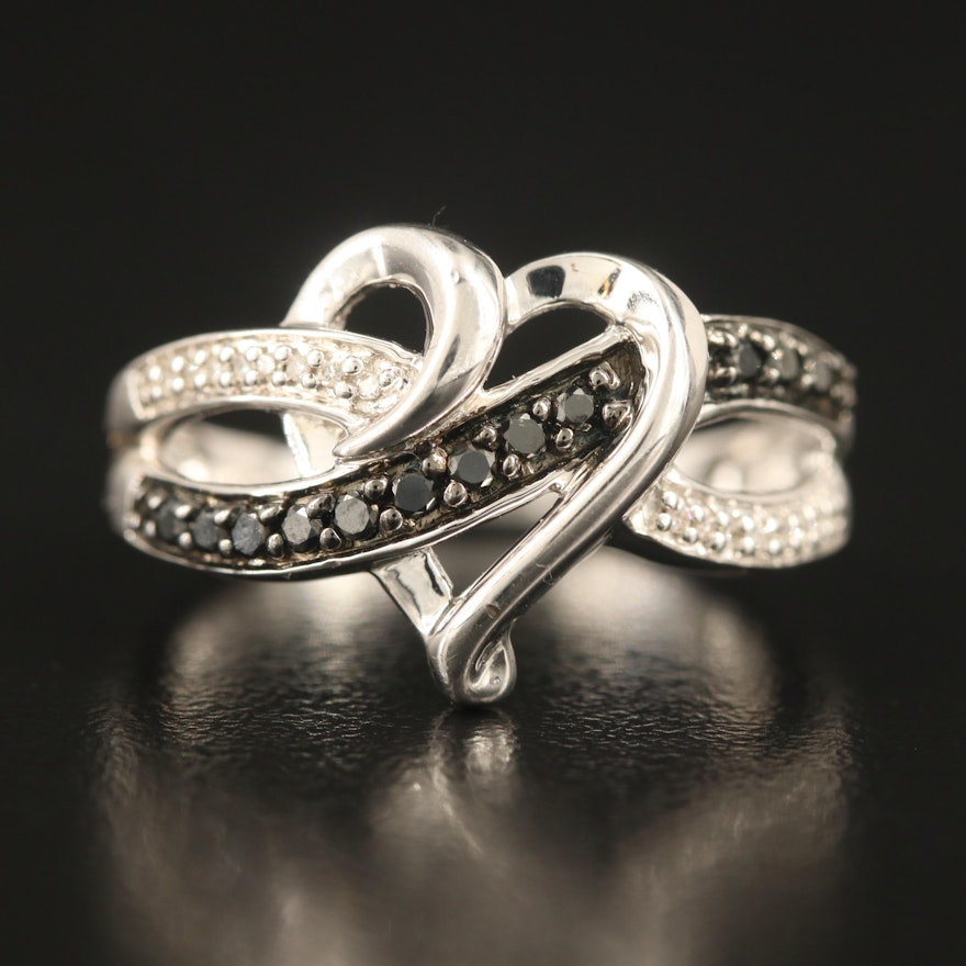 Sterling Diamond Heart Ring