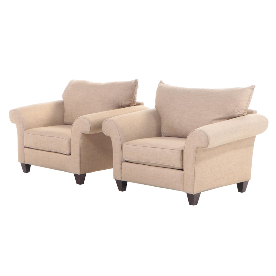 Pair of Haverty's Custom-Upholstered Easy Armchairs