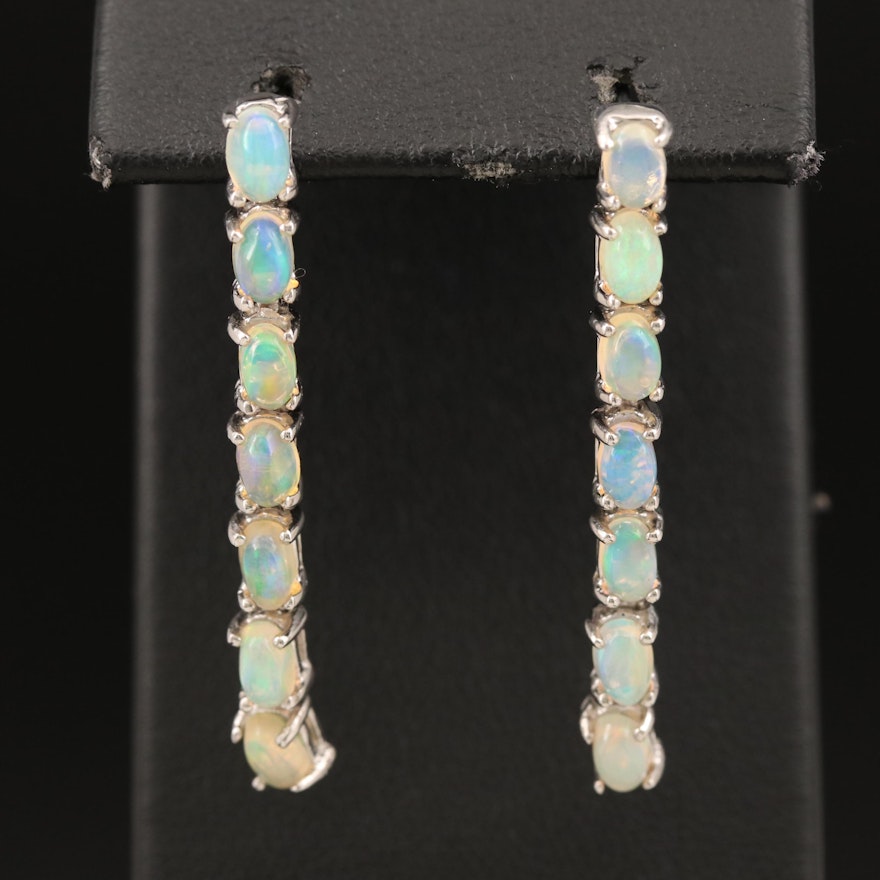 Sterling Opal Line Earrings