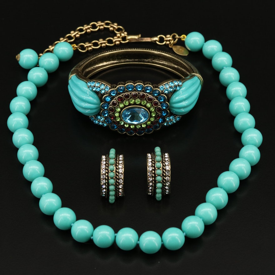 Heidi Daus Collectors Edition Crystal and Faux Turquoise Jewelry Set