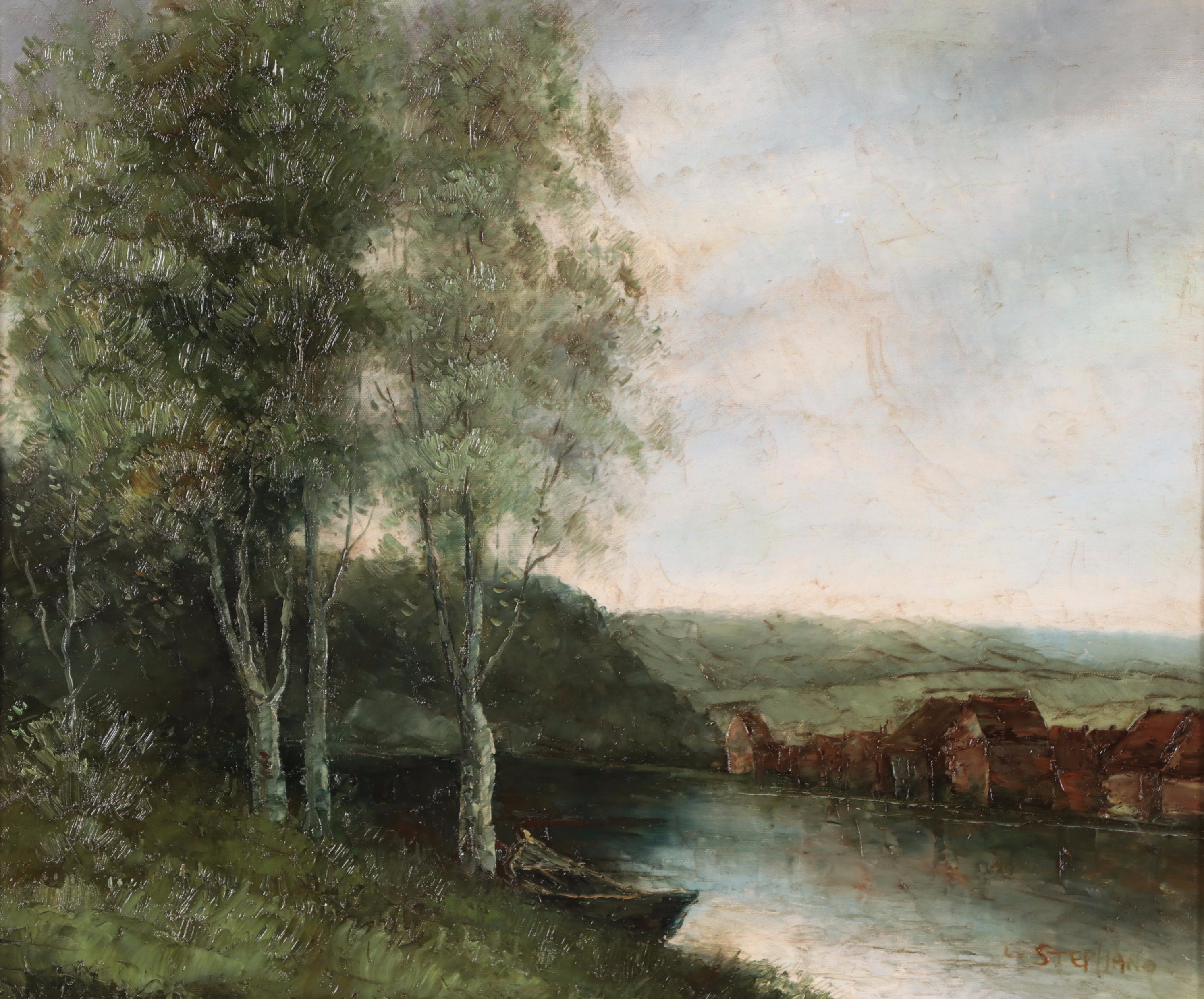 L. Stephano Riverscape Oil Painting