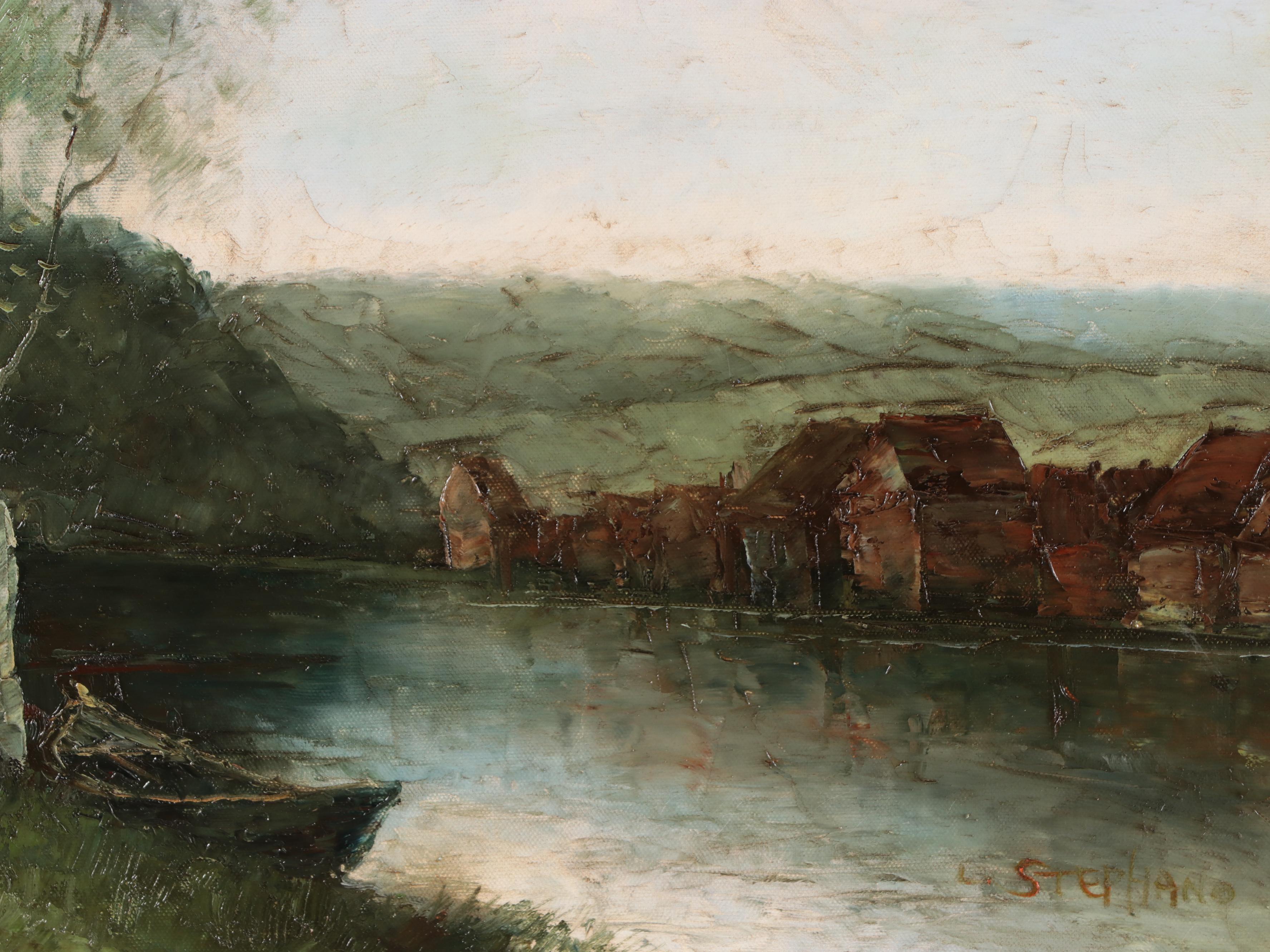 L. Stephano Riverscape Oil Painting