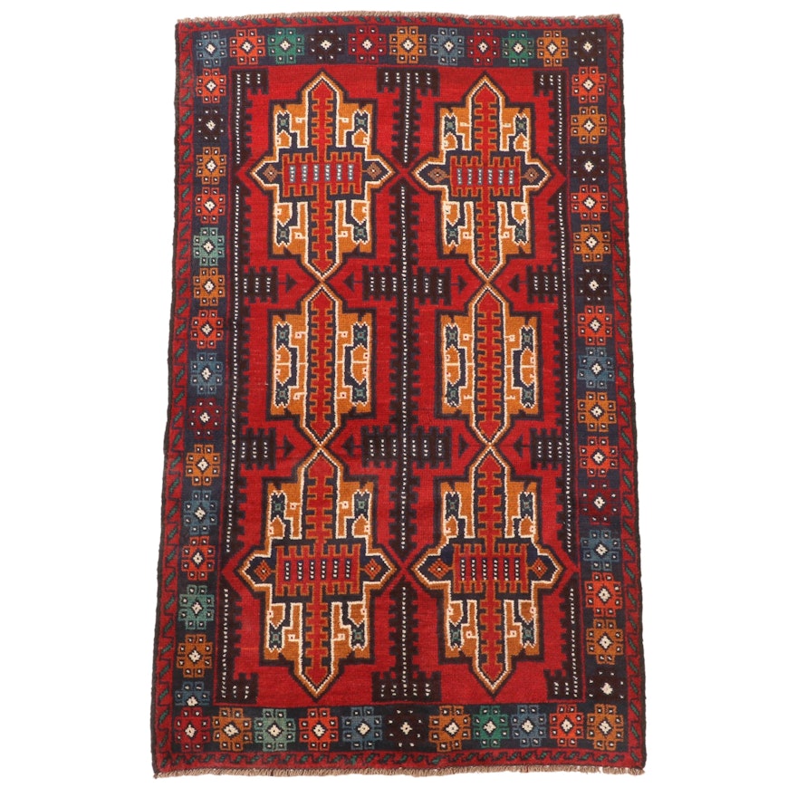 3'10 x 6'4 Hand-Knotted Afghan Taimani  Area Rug