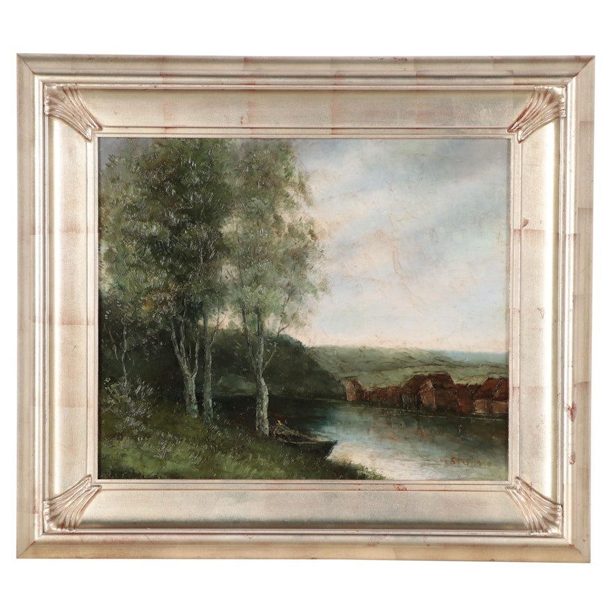 L. Stephano Riverscape Oil Painting