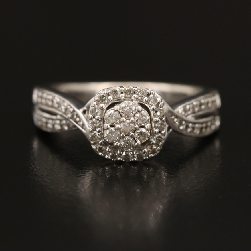 Sterling 0.50 CTW Diamond Cluster Ring