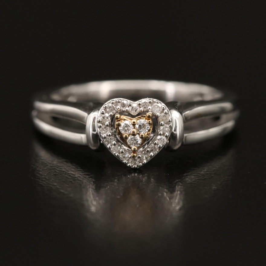 Sterling Diamond Heart Ring