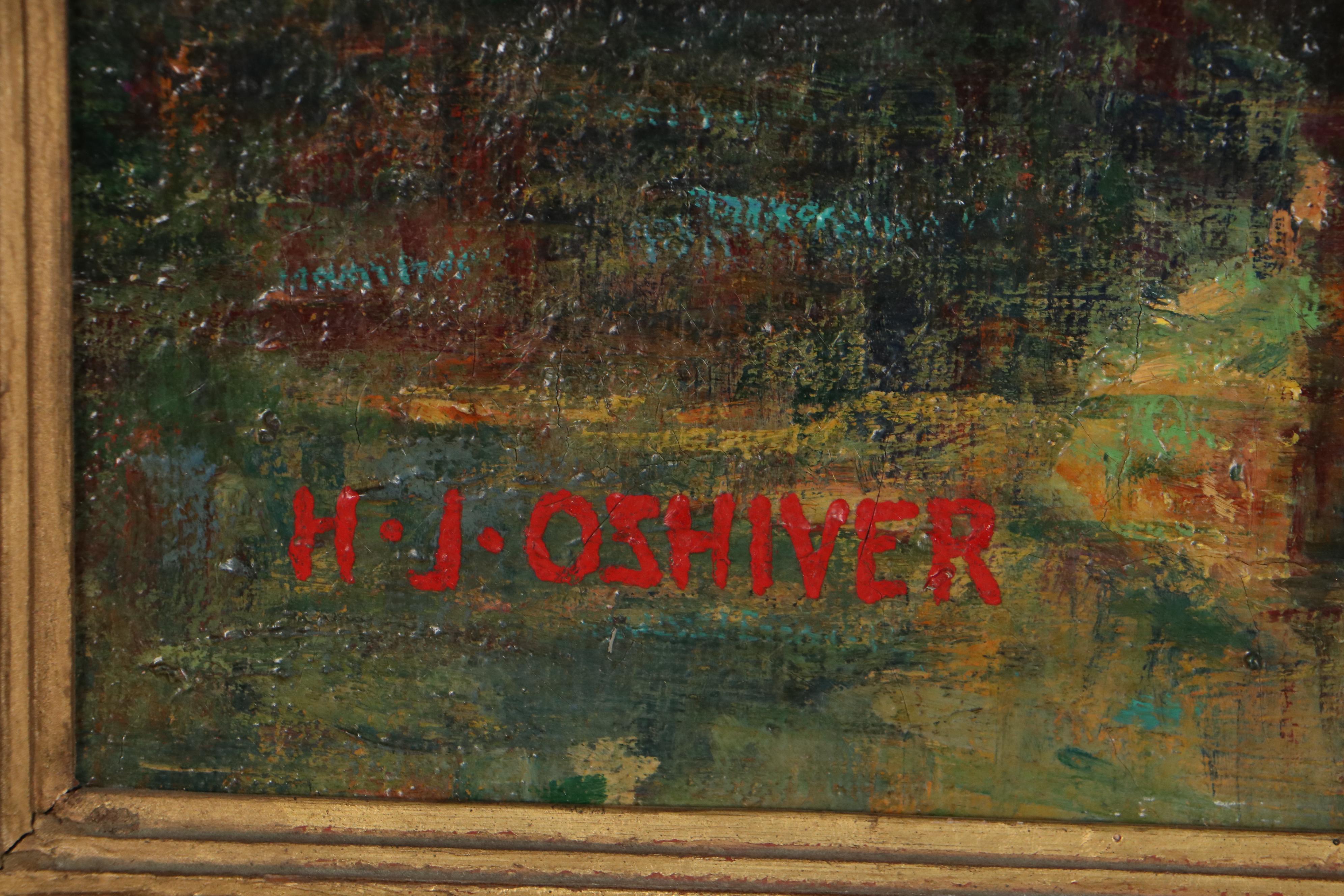 Harry James Oshiver Harbor Scene Oil Painting