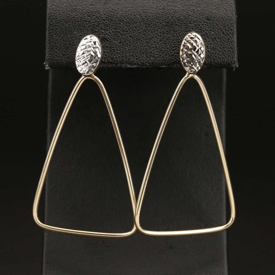 Italian 14K Triangular Hoop Earrings