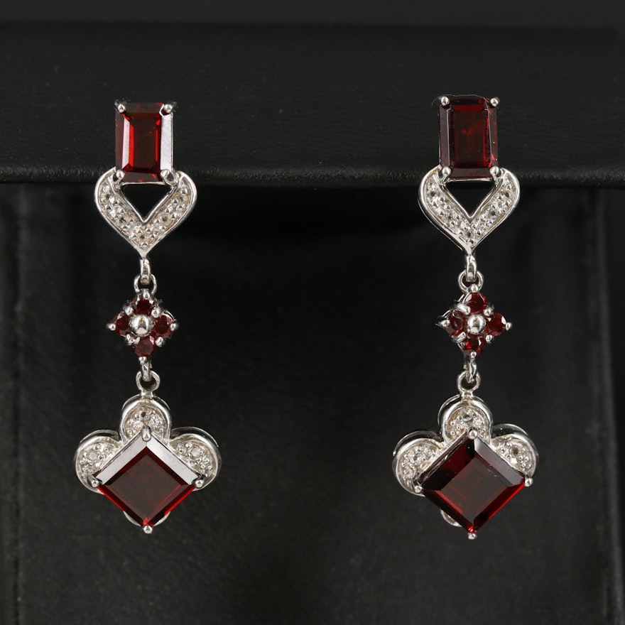 Sterling Garnet and Topaz Drop Earrings