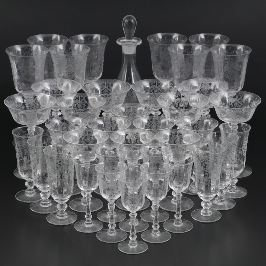 Heisey "Orchid" Clear Glass Drinkware, 1940-1957