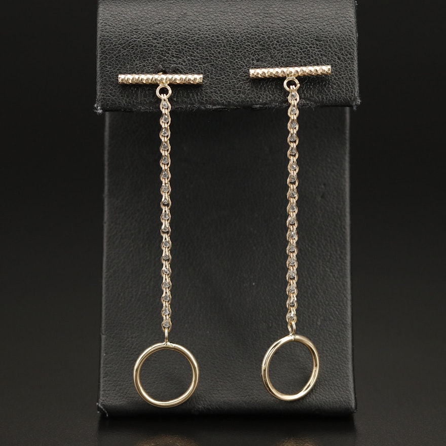 Italian 14K Circle Drop Earrings