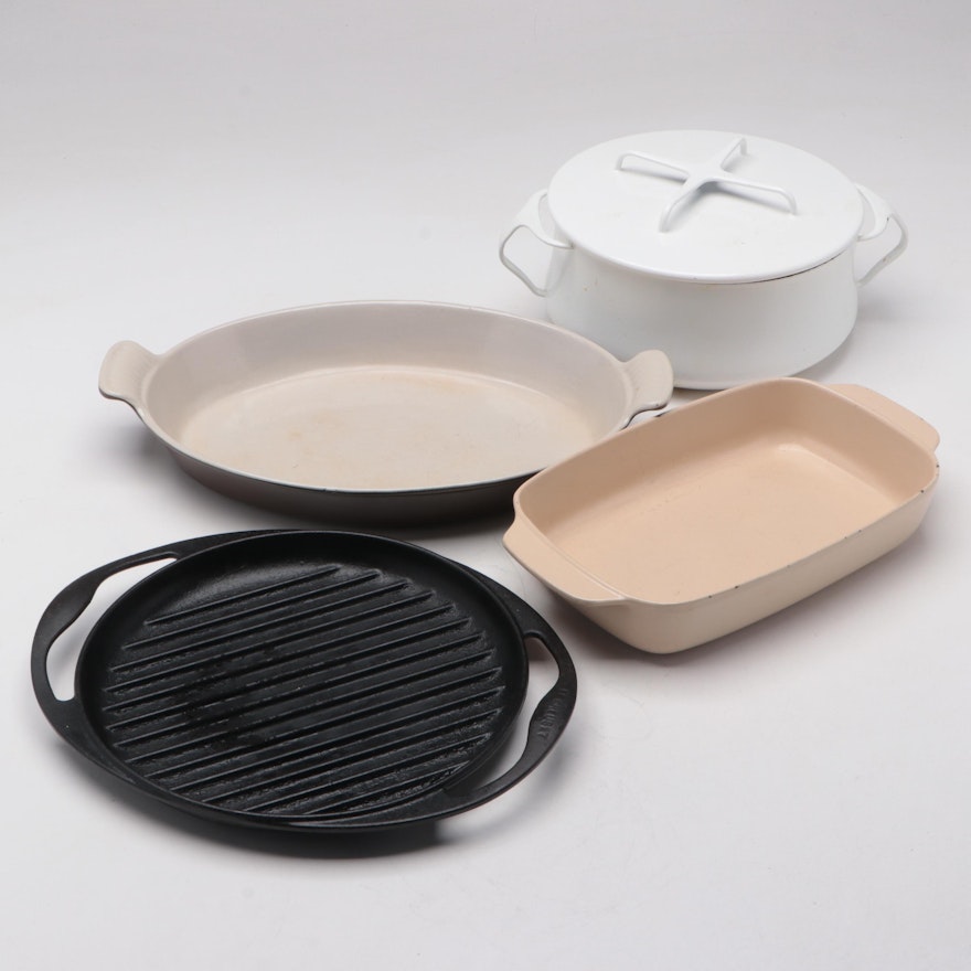 Le Creuset, Copco and Dansk Enameled Cast Iron Bakeware with Bistro Grill
