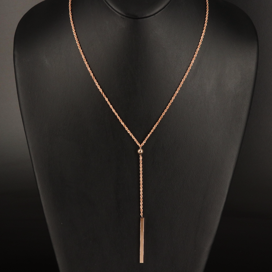 14K Rose Gold Y Necklace