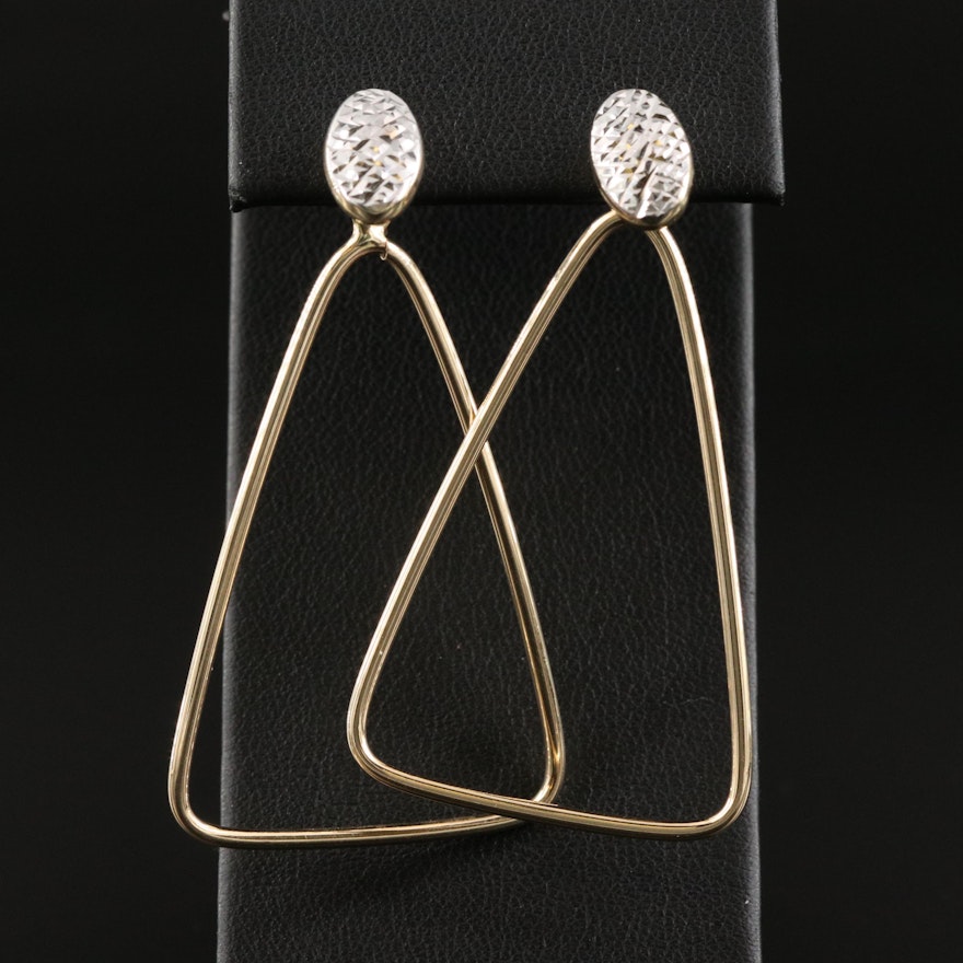 Italian 14K Two-Tone Triangular Earrings