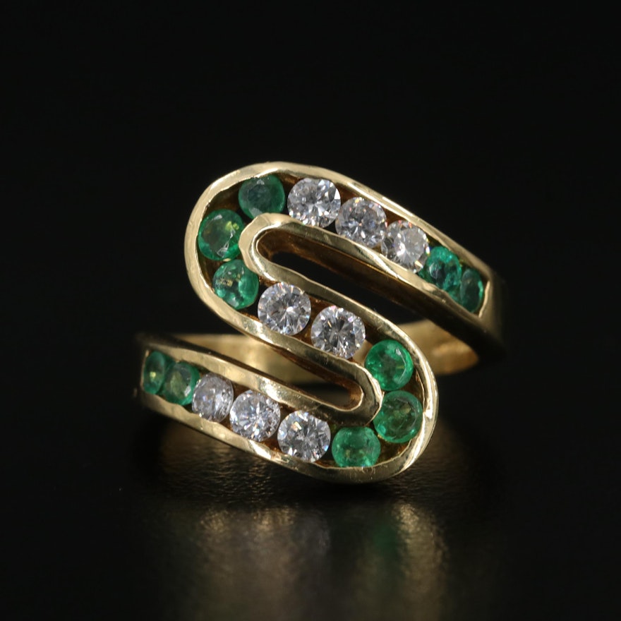 18K 0.56 CTW Diamond and Emerald Ring