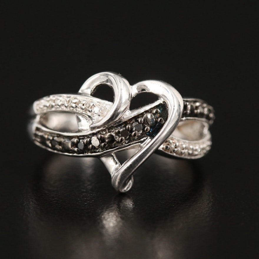 Sterling Diamond Heart Ring