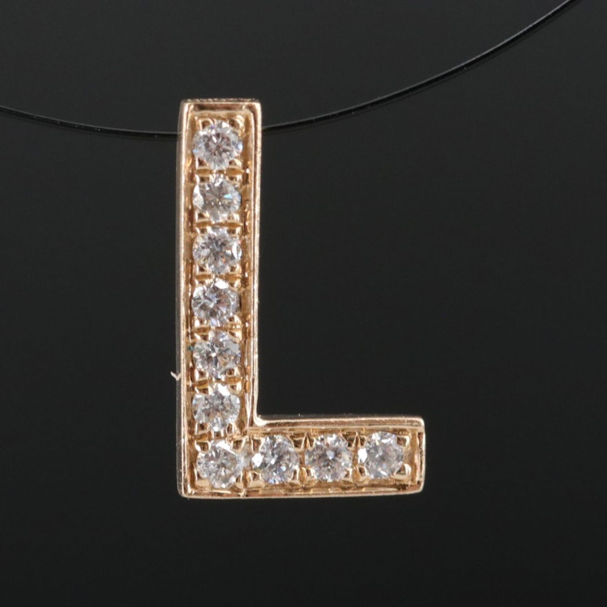 14K 0.10 CTW Diamond "L" Pendant