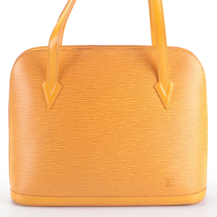 Louis Vuitton Lussac Shoulder Bag in Tassil Yellow Epi and Smooth Leather