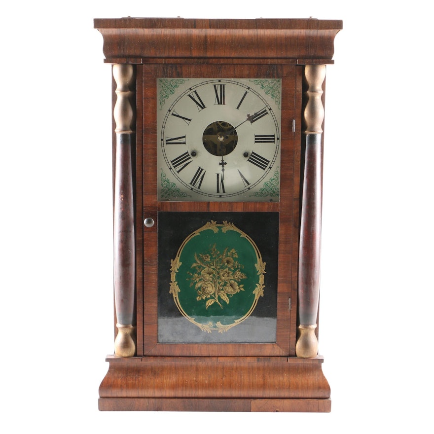 Gilbert Walnut Split-Baluster Ogee Shelf Clock, Mid-Late 19th Century