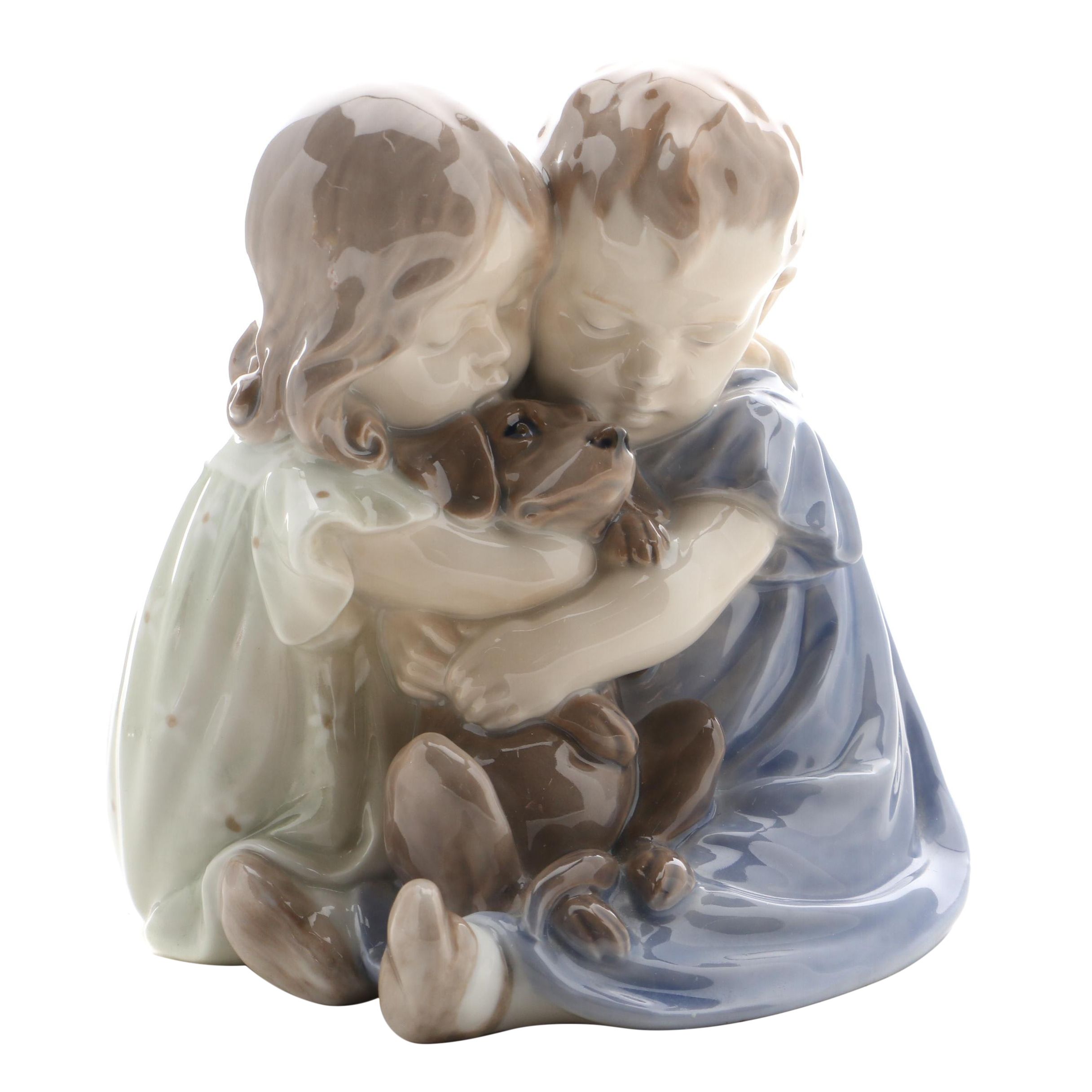 Royal Copenhagen "Children with Dog" Porcelain Figurine, 1962