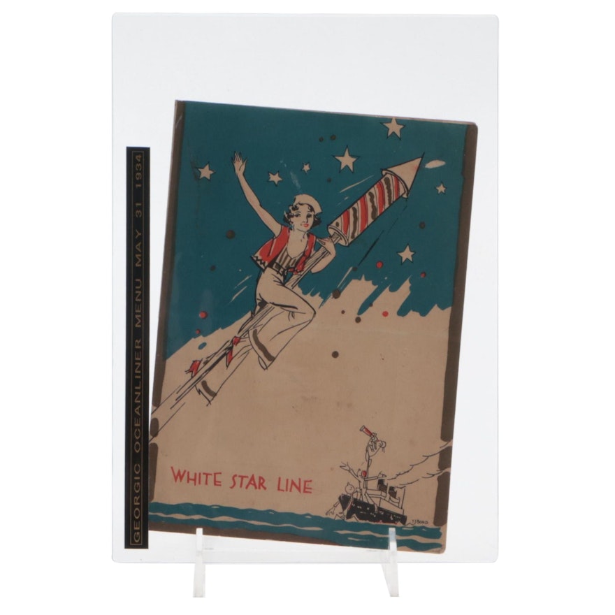 M.V. Georgic White Star Line Ocean Liner Menu, City of Liverpool, 1934