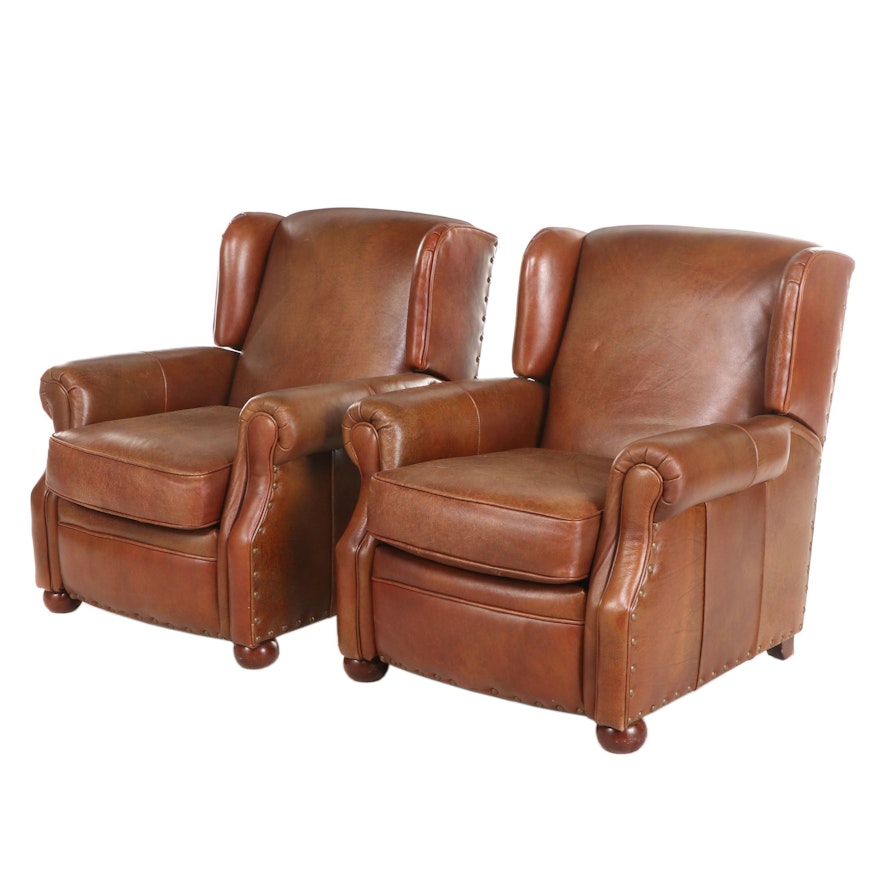 Pair of BarcaLounger Leather Wingback Reclining Chairs