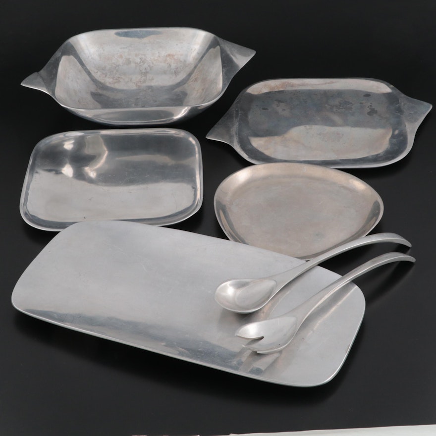 Nambé Metal Alloy Serving Platters, Bowl and Salad Servers