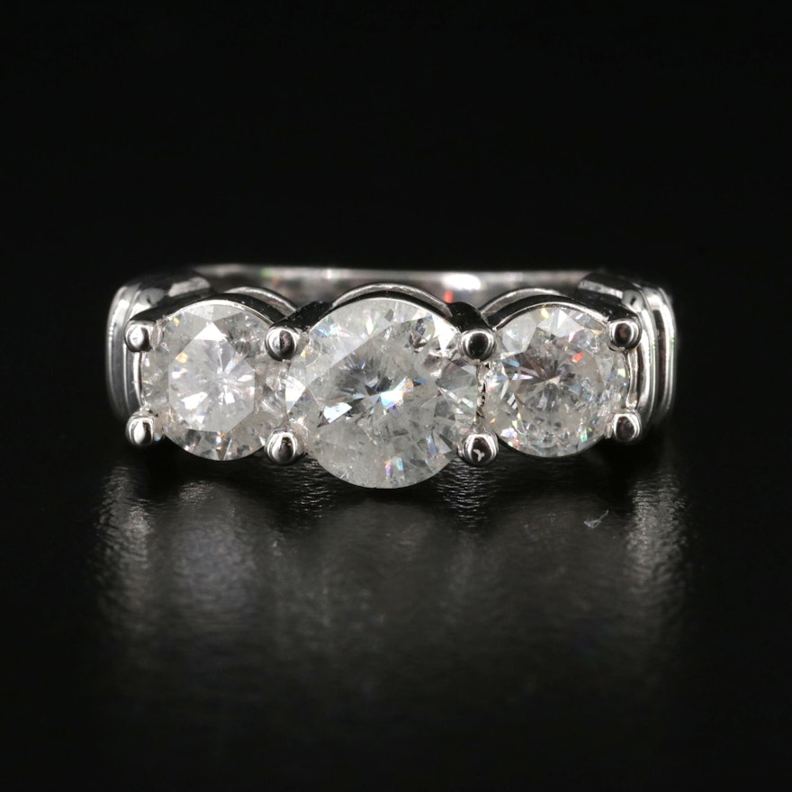 14K 2.90 CTW Diamond Three Stone Ring