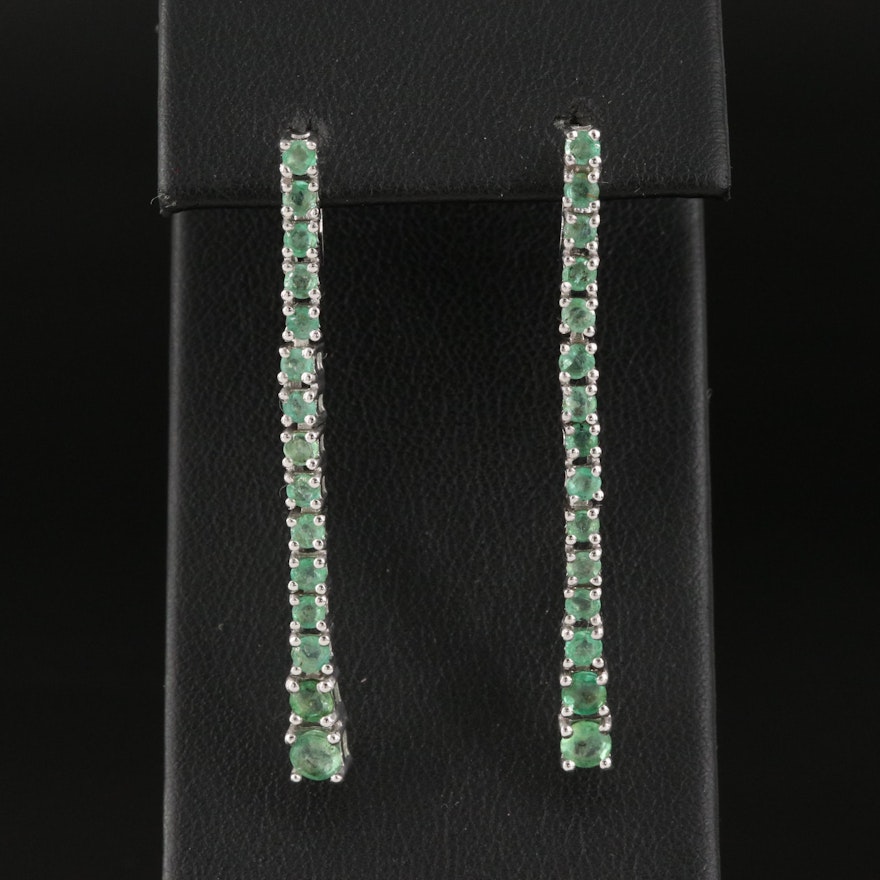 Sterling Graduating Emerald Drop Earrings