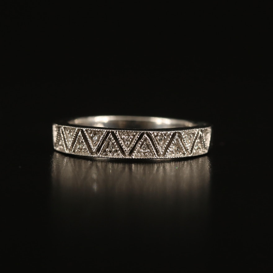 Sterling Diamond Geometric Band