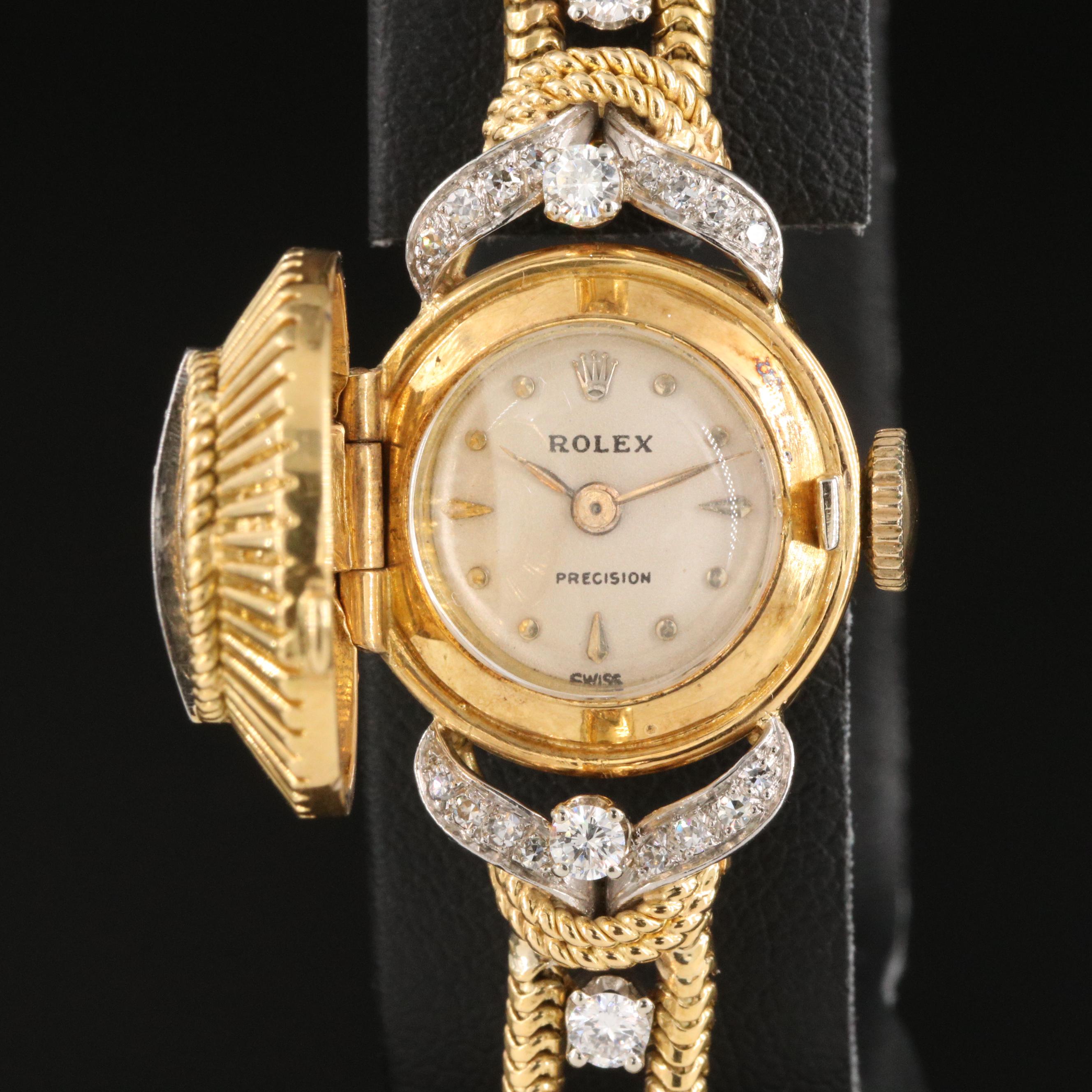 18K Rolex Custom Diamond Dial Cover and Band Watch