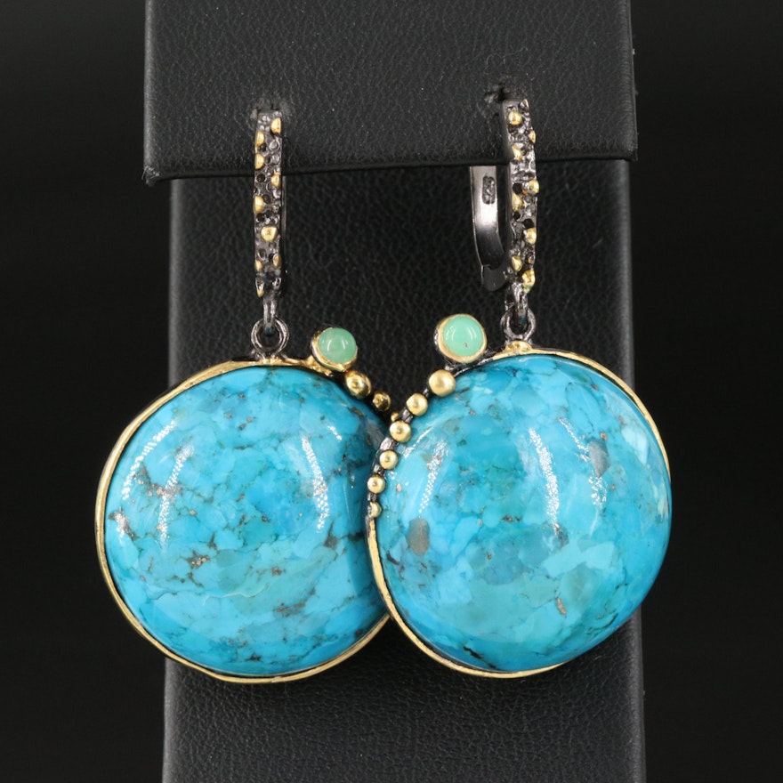Sterling Faux Turquoise and Chalcedony Earrings