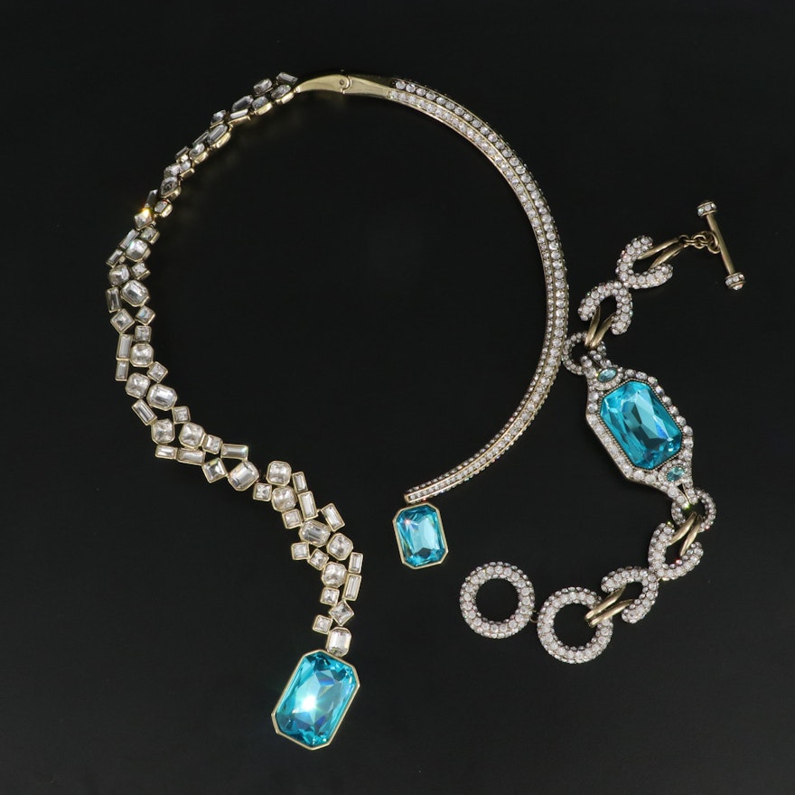 Heidi Daus "The High Life" Hinged Collar with Crystal Link Bracelet