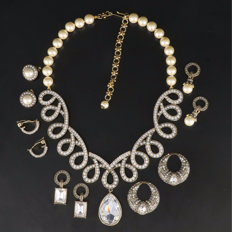 Heidi Daus "Sparkling Solution" Crystal and Faux Pearl Jewelry Set