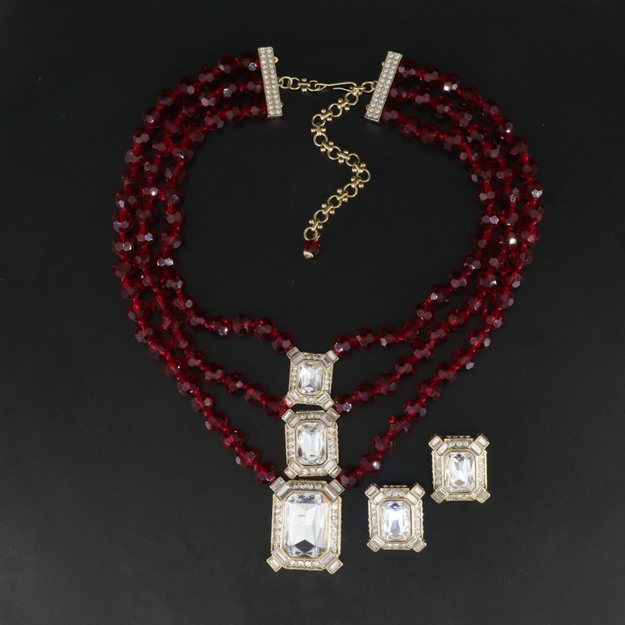 Heidi Daus "Estate Splendor" Crystal Necklace and Earring Set