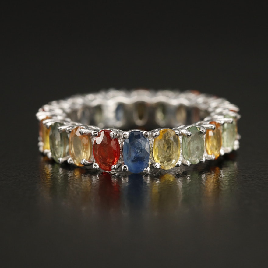 Sterling Sapphire Eternity Band