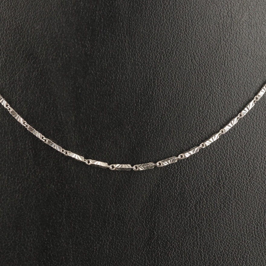 Platinum Bar Link Necklace