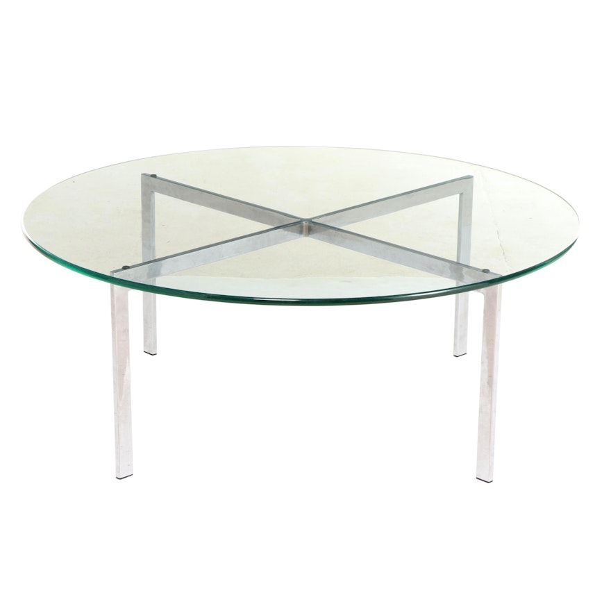 Modernist Chrome and Glass Top Coffee Table, Mid to Late 20th Century