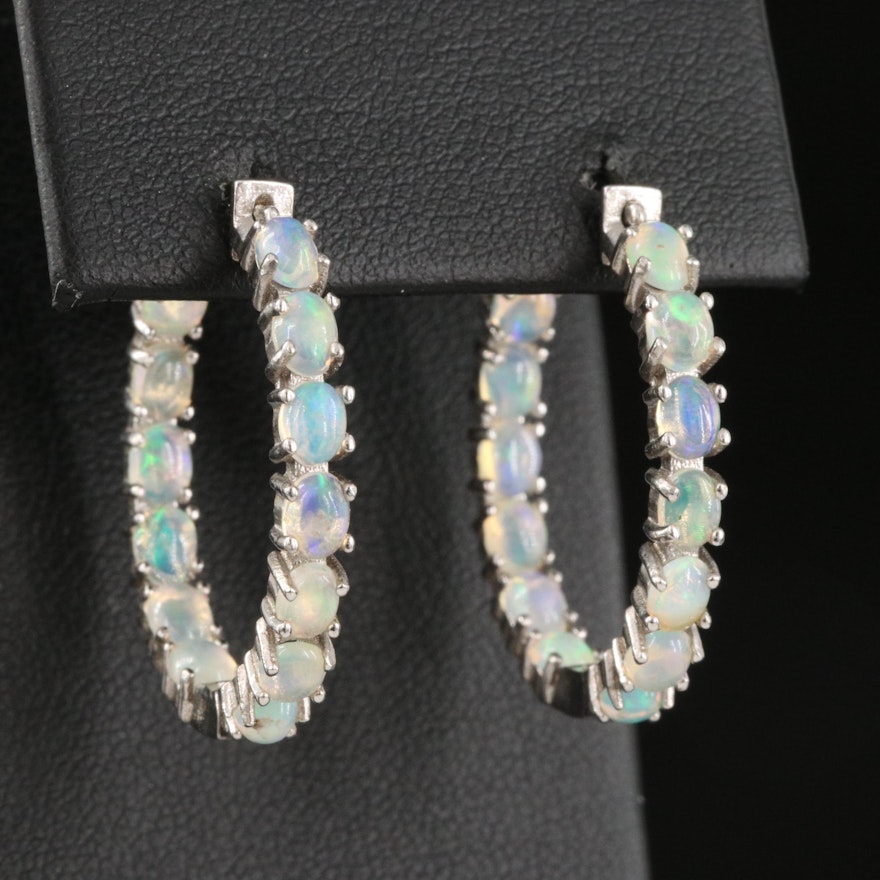 Sterling Opal Inside-Out Hoop Earrings