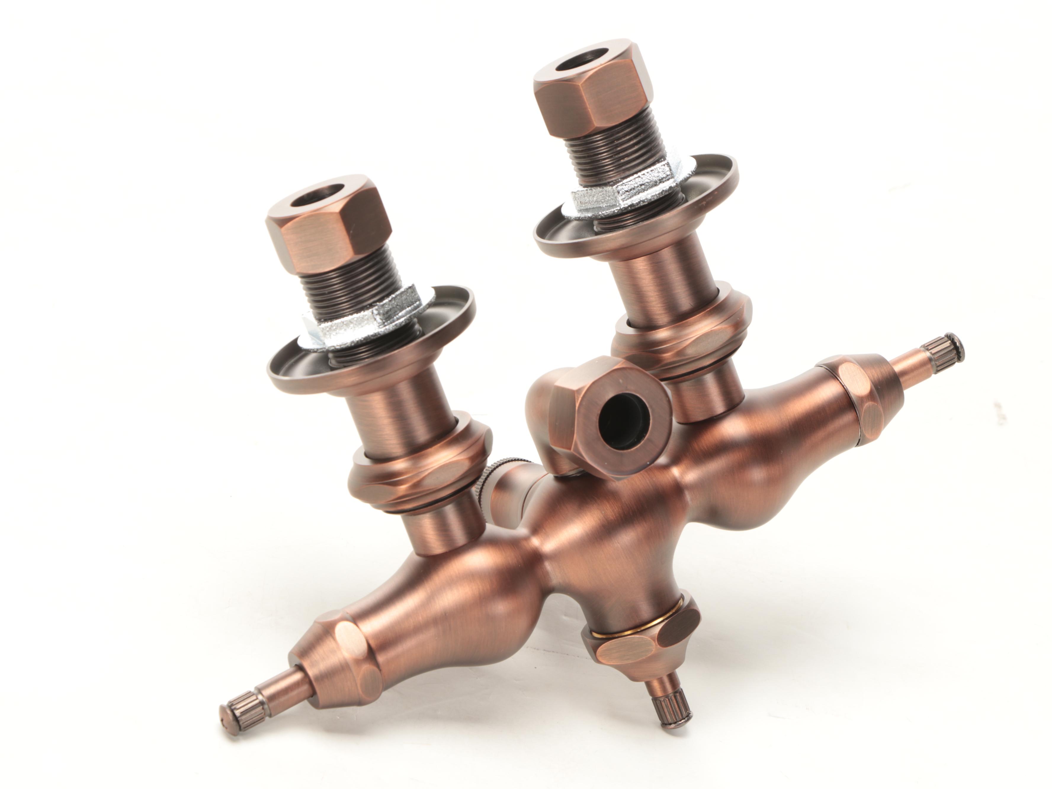 Oil-Rubbed Bronze Clawfoot Tub Diverter Valve, 1.50" Tub Drain with Ball Swivel