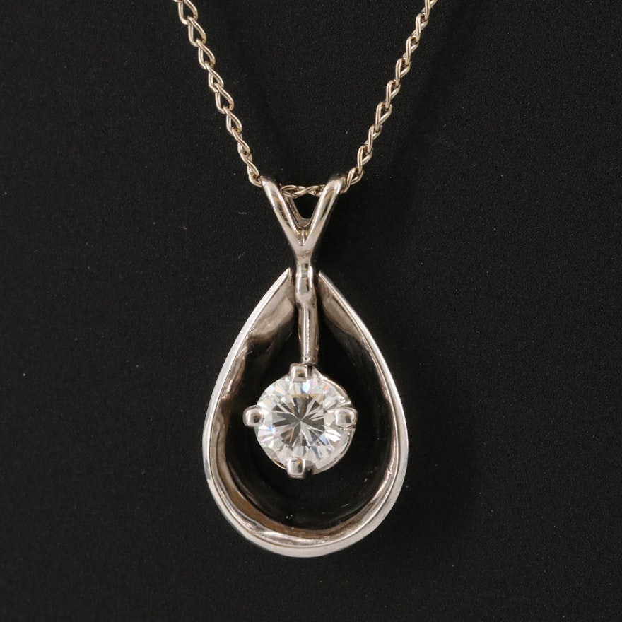 Vintage 14K 0.25 CTW Diamond Pendant Necklace