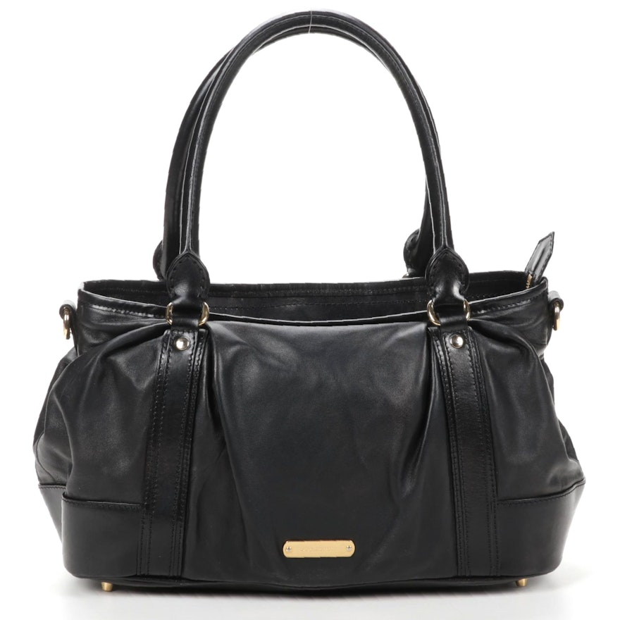 Burberry Black Leather Shoulder Bag with "Nova Check" Lining